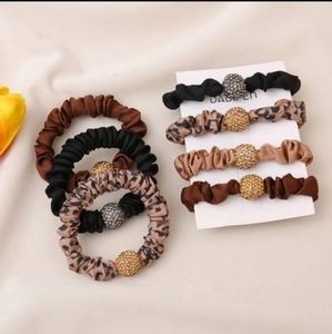 4pcs Fabric Rhinestone Hair Tie Fashion NEW